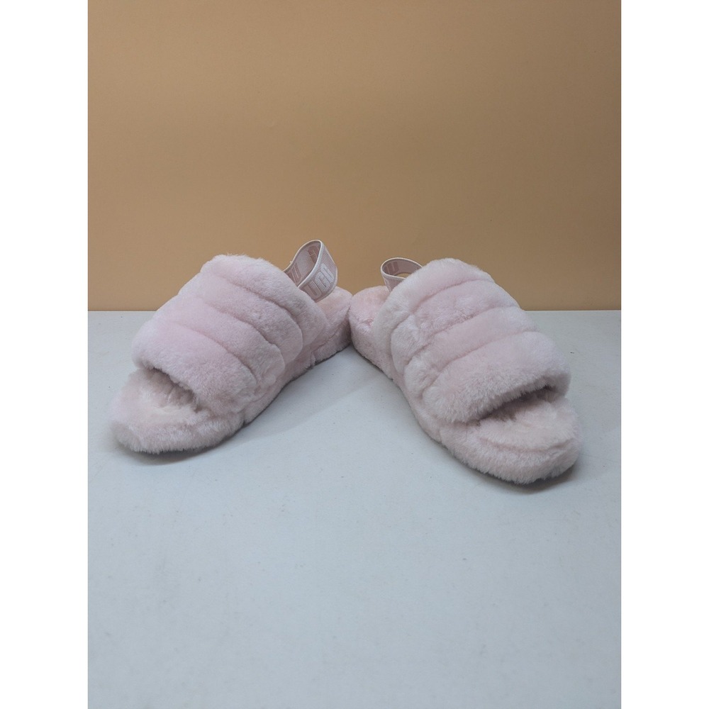 2 Pairs UGG Fluff Yeah Slides Pink SLPN & Red Ribbon RBRD 1095119 Slippers sze 8 - Picture 9 of 12